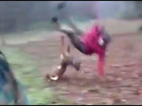 German Shepard Drops Dude With A Crazy Tackle